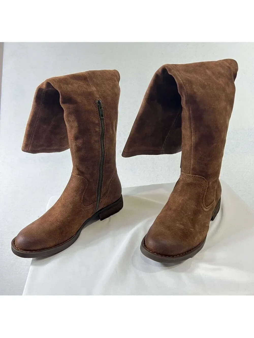 Born Womens Britton Over the Knee Brown Boot Leather Size 6.5M Riding Boots